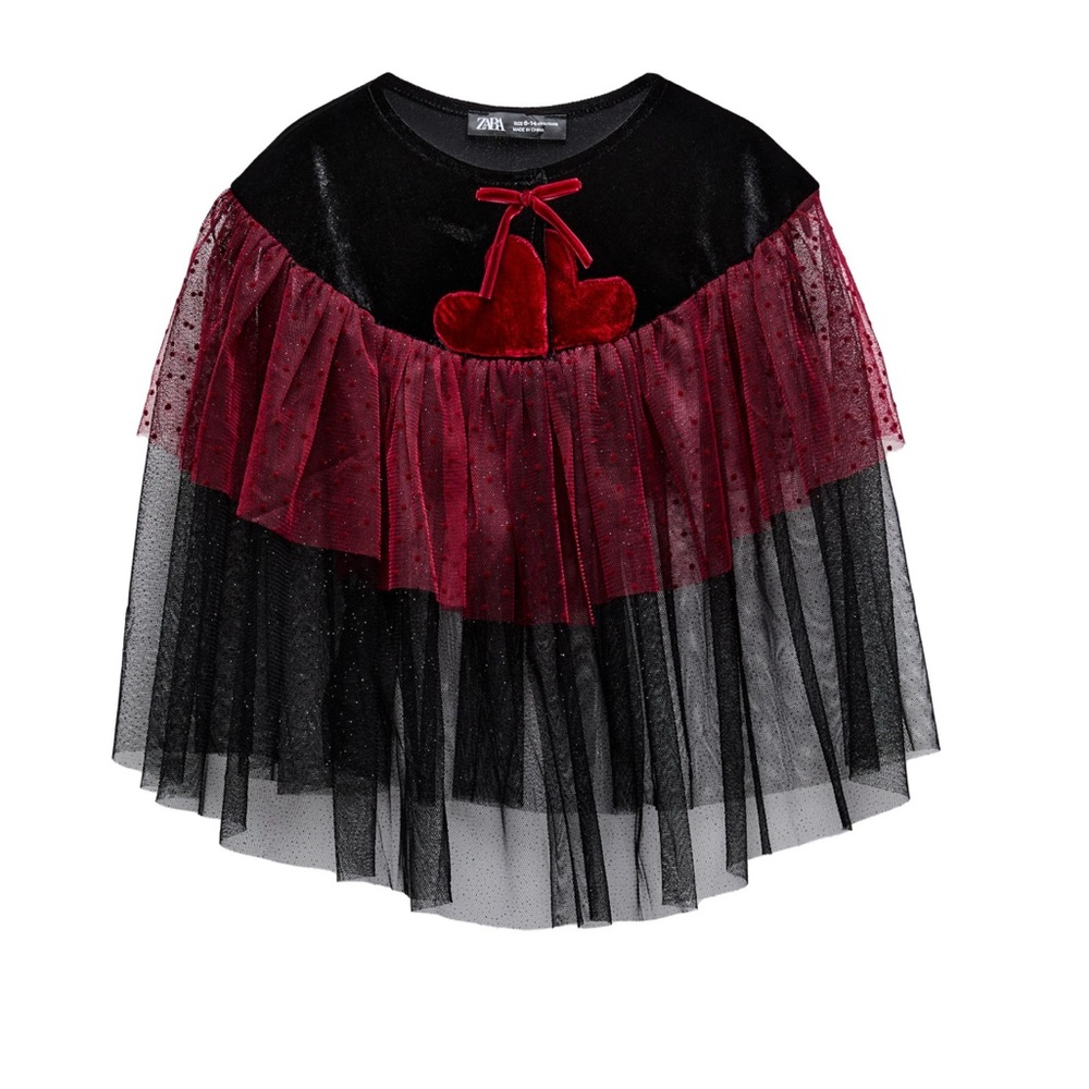 Zara Black and Red Layered cape